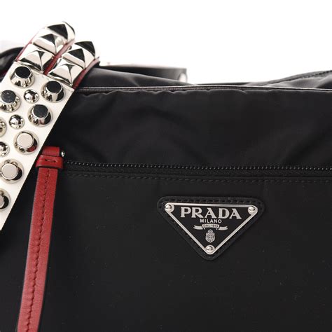 prada black studded nylon bag|prada tessuto nylon shoulder bag.